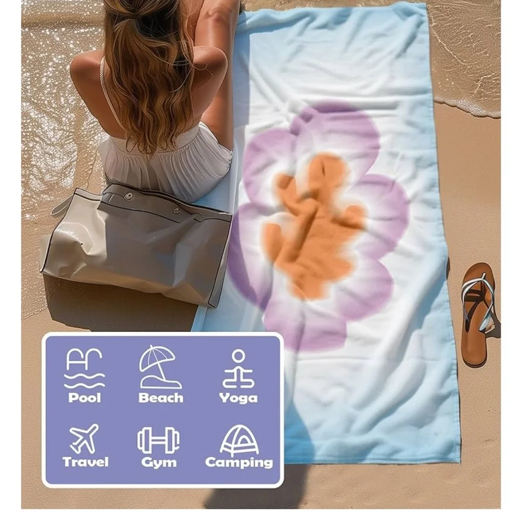 WDS WONDROUS Microfiber Beach Towels Compact Travel 2 Pack Big & Small Blue
